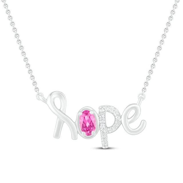 Pink & White Lab-Created Sapphire Hope Necklace Sterling Silver