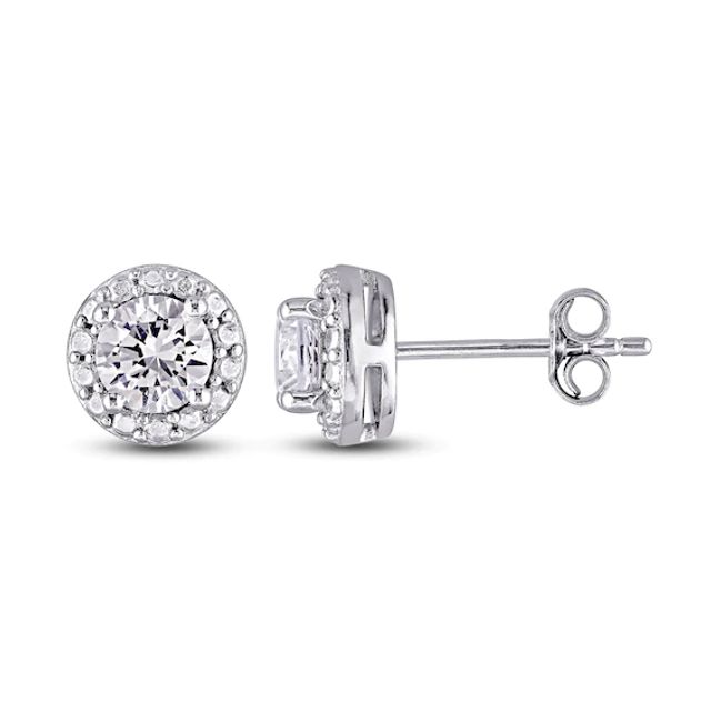 White Lab-Created Sapphire Stud Earrings Sterling Silver