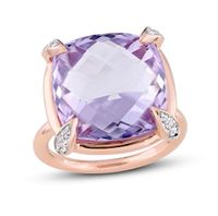 Amethyst & White Sapphire Ring 14K Rose Gold