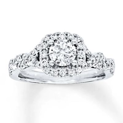 Diamond Engagement Ring 7/8 ct tw Round-cut 14K White Gold