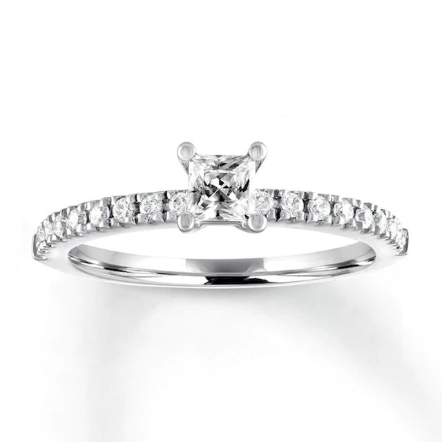 Diamond Engagement Ring 1/2 ct tw Princess-cut 14K White Gold