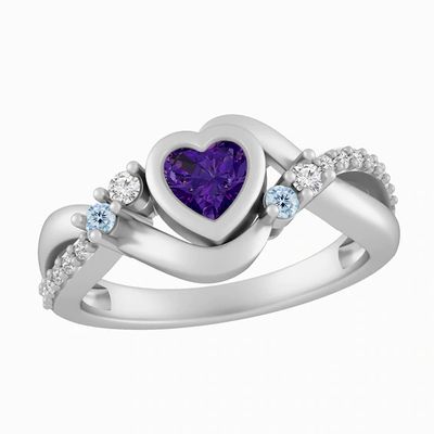 Birthstone Family & Mother's Heart Twist Ring (5 Stones)