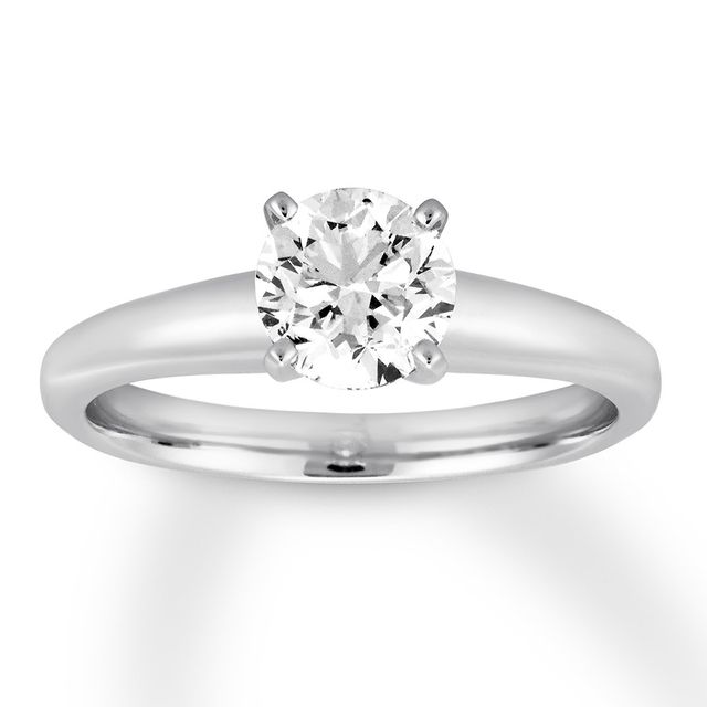 Colorless Diamond Solitaire 1 Carat Round-cut 14K White Gold (F/I1)