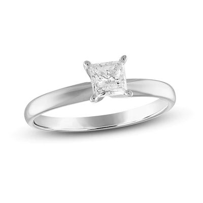 Diamond Solitaire Engagement Ring 3/4 ct tw Princess-cut 10K White Gold (J/I3)