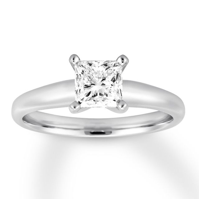 Colorless Diamond Solitaire 1 ct Princess-cut 14K White Gold (F/I1