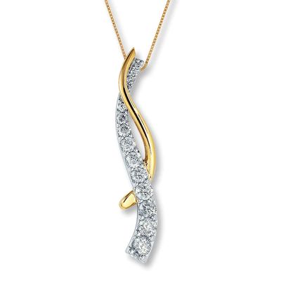 Journey Diamond Necklace 1 ct tw Round-cut 14K Two-Tone Gold