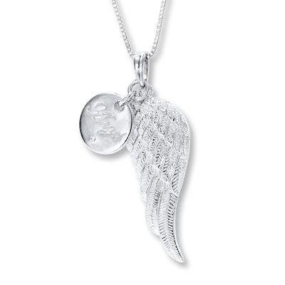 Angel Wing Necklace Diamond Accent Sterling Silver