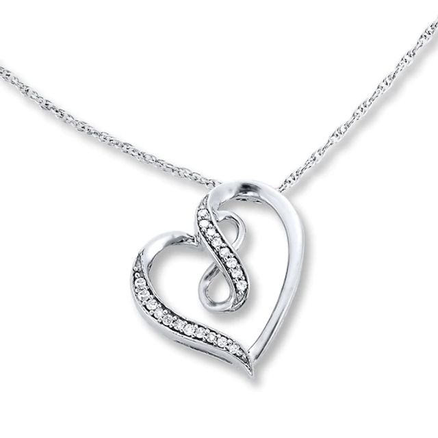Diamond Heart Necklace 1/15 ct tw Round-cut Sterling Silver 18"