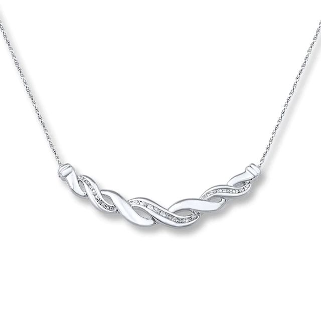 Diamond Necklace 1/20 ct tw Round-cut Sterling Silver 18"