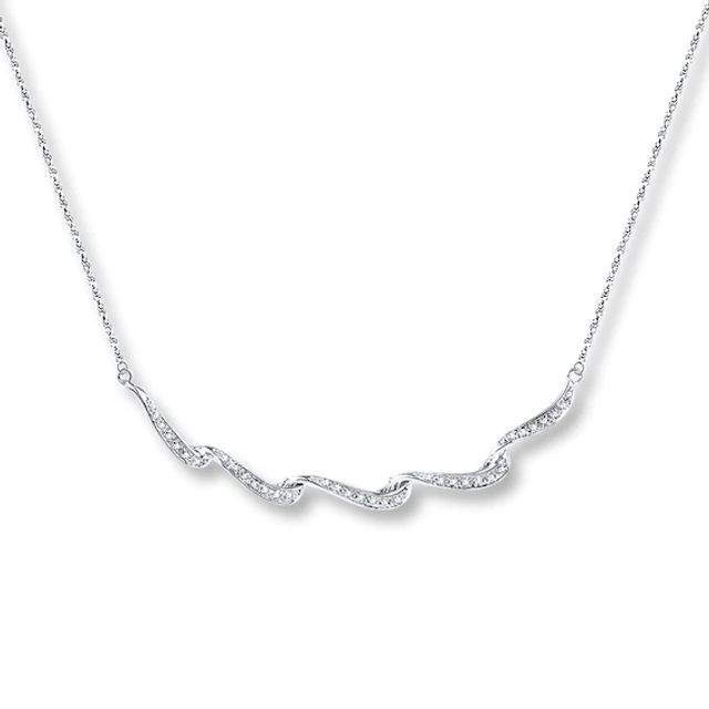 Diamond Necklace 1/6 ct tw Round-cut Sterling Silver 18"