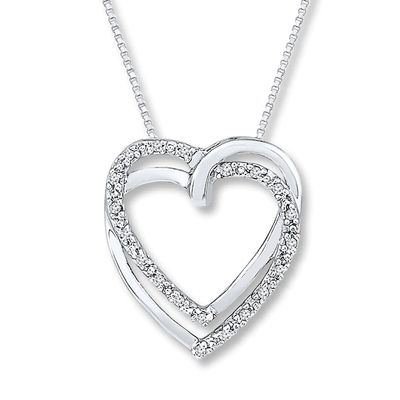 Heart Necklace 1/15 ct tw Diamonds Sterling Silver 18"