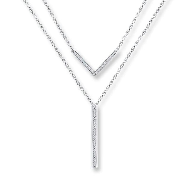 Layered Necklace 1/6 ct tw Diamonds Sterling Silver 18"