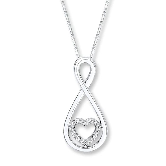 Infinity Heart Necklace 1/20 ct tw Diamonds Sterling Silver 18"