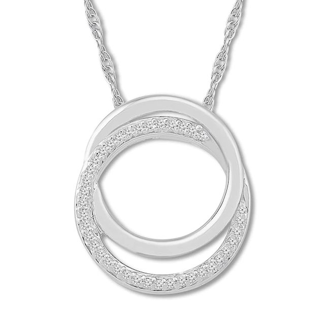 Diamond Circle Necklace 1/10 ct tw Round-cut Sterling Silver 18"