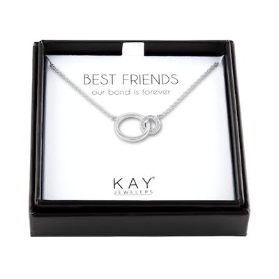 Interlocking Circles Necklace with Diamonds Sterling Silver