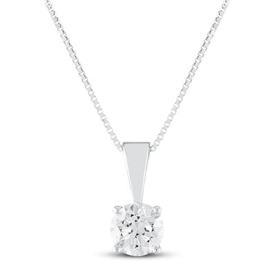 Certified Diamond Solitaire Necklace 1/2 ct tw 14K White Gold 18" (I/VS2)