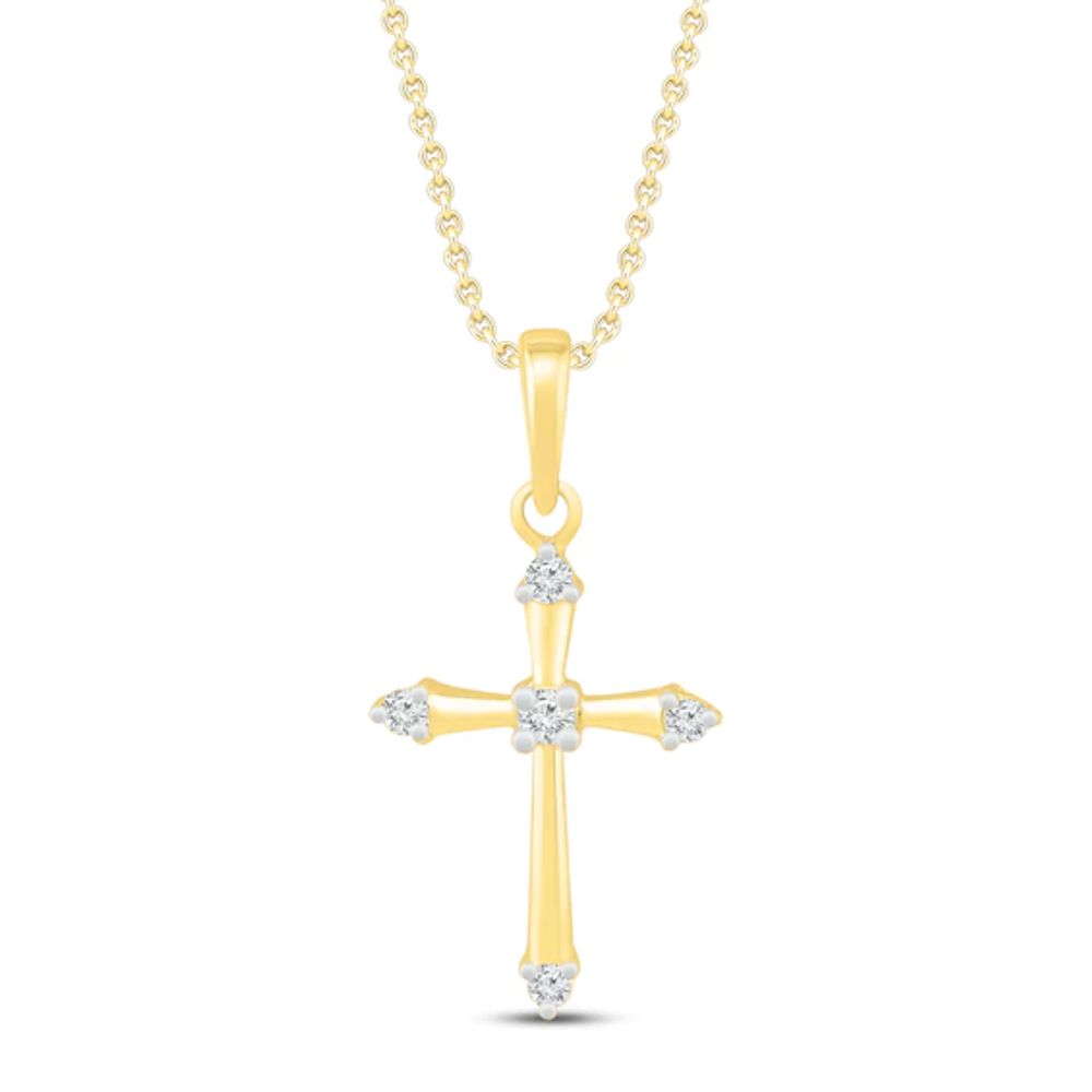 Diamond Cross Necklace 1/20 ct tw 10K Yellow Gold 19"