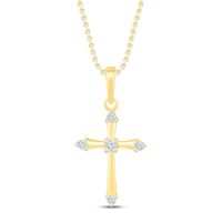 Diamond Cross Necklace 1/20 ct tw 10K Yellow Gold 19"