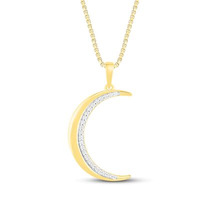 Diamond Moon Necklace 1/10 ct tw 10K Yellow Gold 18"