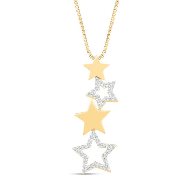 Diamond Star Necklace 1/10 ct tw 10K Yellow Gold 18"