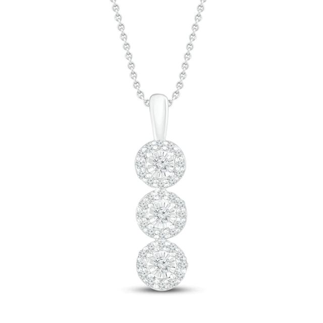Three-stone Diamond Necklace 1/3 ct tw 10K White Gold 19"