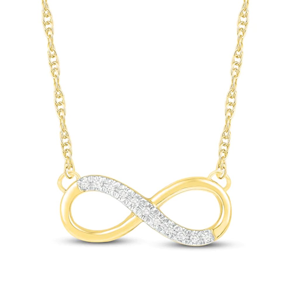 Diamond Infinity Necklace 1/20 ct tw Round-cut 10K Yellow Gold 18.5"
