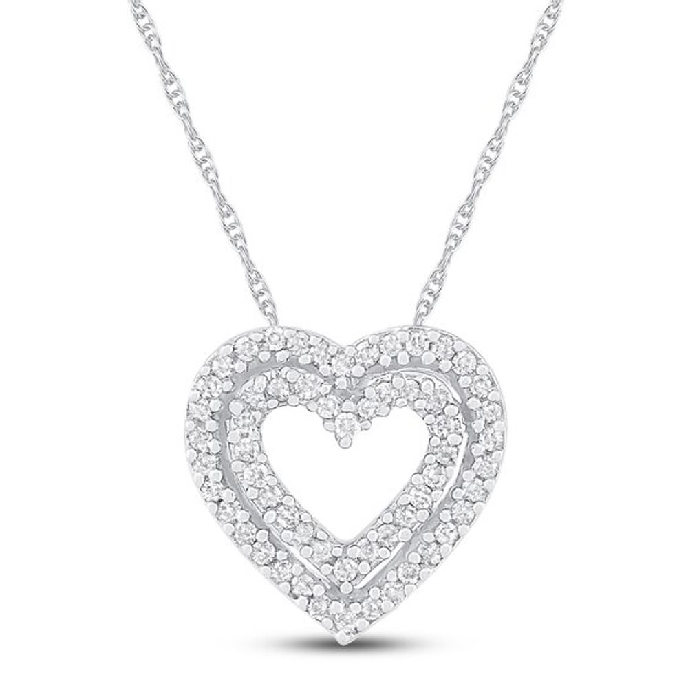 Diamond Heart Necklace 1/8 ct tw 10K White Gold 18"