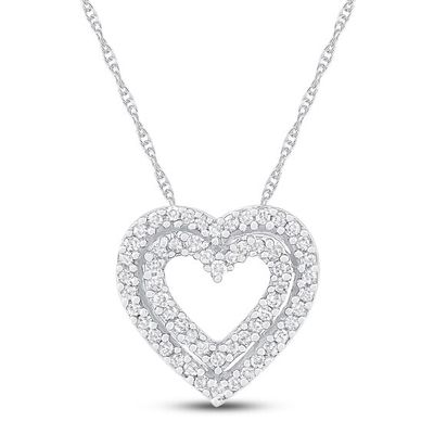 Diamond Heart Necklace 1/8 ct tw 10K White Gold 18"