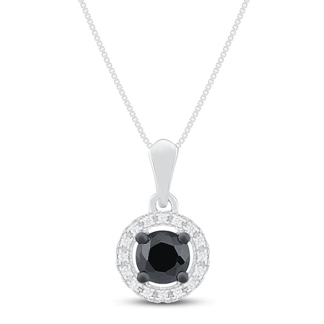 Black & White Diamond Necklace 1/2 ct tw Sterling Silver 18"