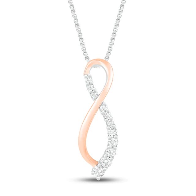 Diamond Infinity Necklace 1/5 ct tw Sterling Silver and 10K Rose Gold