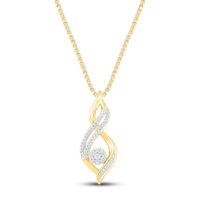 Diamond Swirl Necklace 1/5 ct tw 10K Yellow Gold