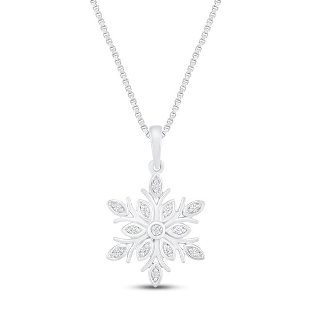 Diamond Snowflake Necklace 1/15 ct tw Sterling Silver 18"