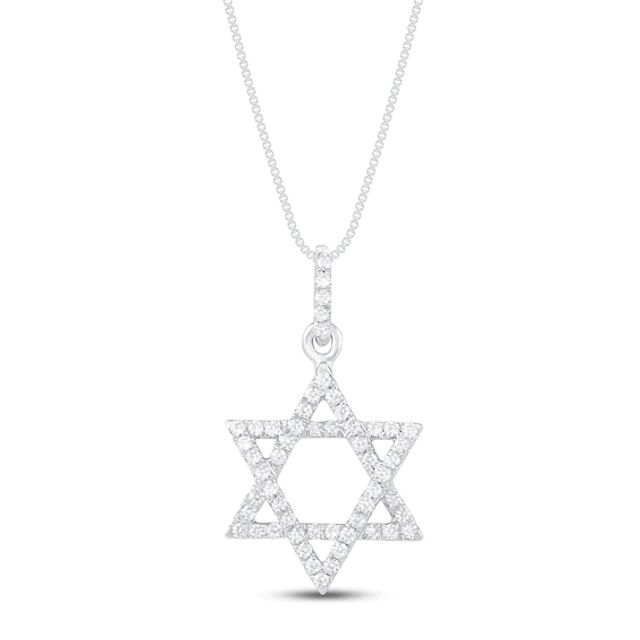 Diamond Star of David Necklace 1/6 ct tw Sterling Silver 18"