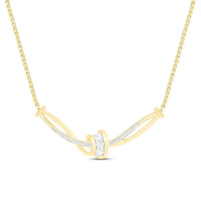 Diamond Bar Necklace 1/3 ct tw Round-Cut 10K Yellow Gold 16.25"