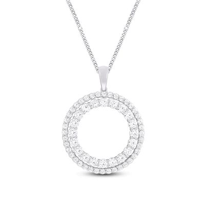 Diamond Circle Necklace 1 ct tw Round-Cut 10K White Gold 19"