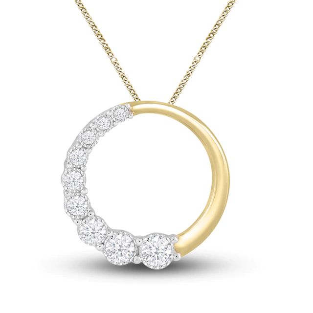 Diamond Circle Necklace 1/3 ct tw Round-Cut 10K Yellow Gold 19"