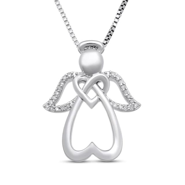 Diamond Angel Necklace 1/20 ct tw Round-cut Sterling Silver 18"