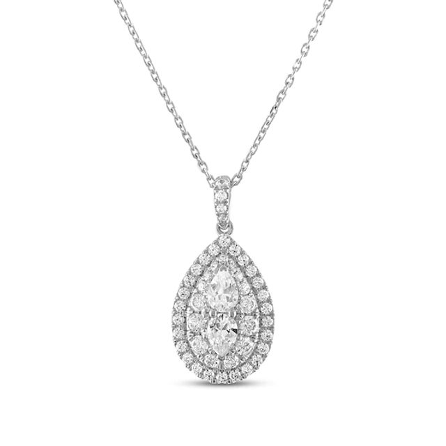 Forever Connected Diamond Necklace 1 ct tw Pear & Round-cut 10K White Gold 18"