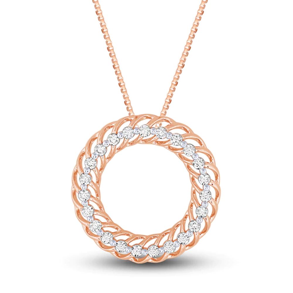 Diamond Circle Necklace 1/4 ct tw Round-cut 10K Rose Gold 18"