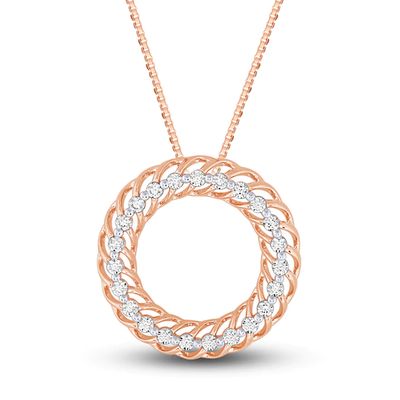 Diamond Circle Necklace 1/4 ct tw Round-cut 10K Rose Gold 18"