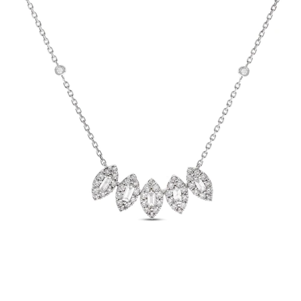 Diamond Necklace 5/8 ct tw Baguette & Round-cut 14K White Gold 18"