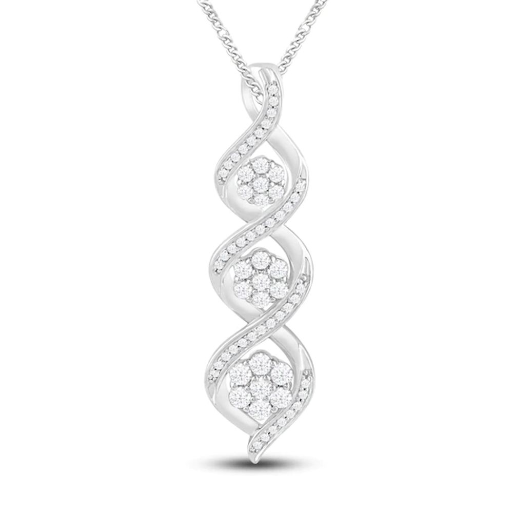 Sterling Silver 30mm x 14mm Diamond Accented Infinity 925 Pendant 18