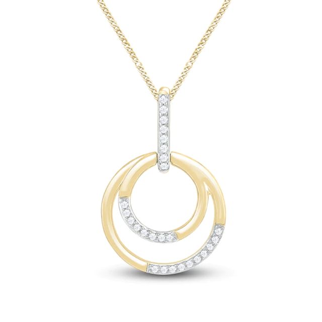 Diamond Circle Necklace 1/10 ct tw Round-cut 10K Yellow Gold 19"