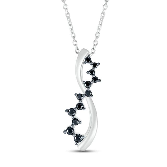 Black Diamond Necklace 1/4 ct tw Round-cut Sterling Silver 18"
