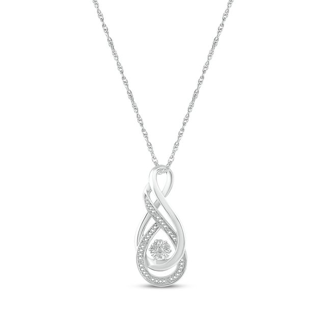 Diamond Twist Infinity Necklace Sterling Silver 18"