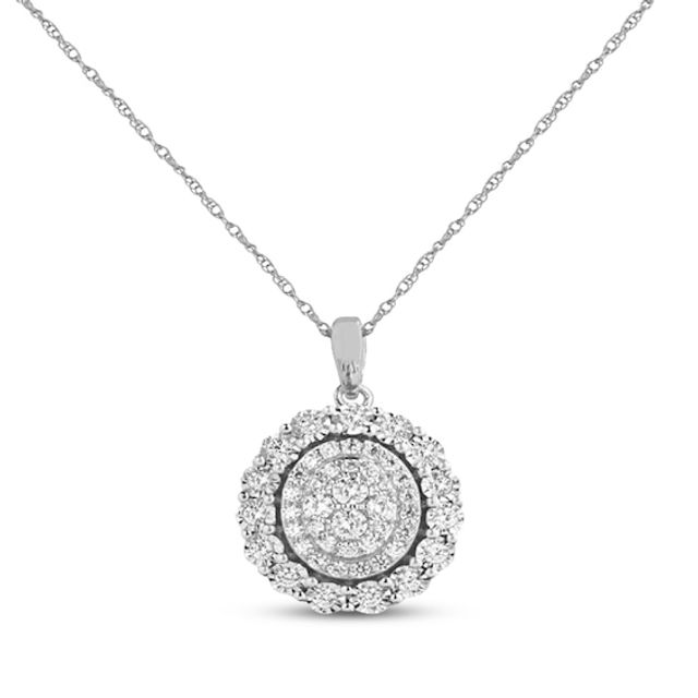 Round-Cut Multi-Diamond Center Necklace 1/2 ct tw 10K White Gold 18"