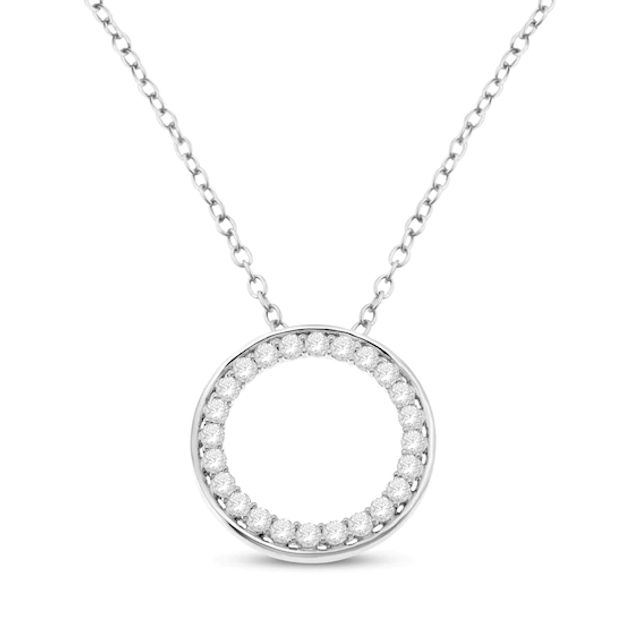 Round-Cut Diamond Circle Necklace 1 ct tw 14K White Gold 18”