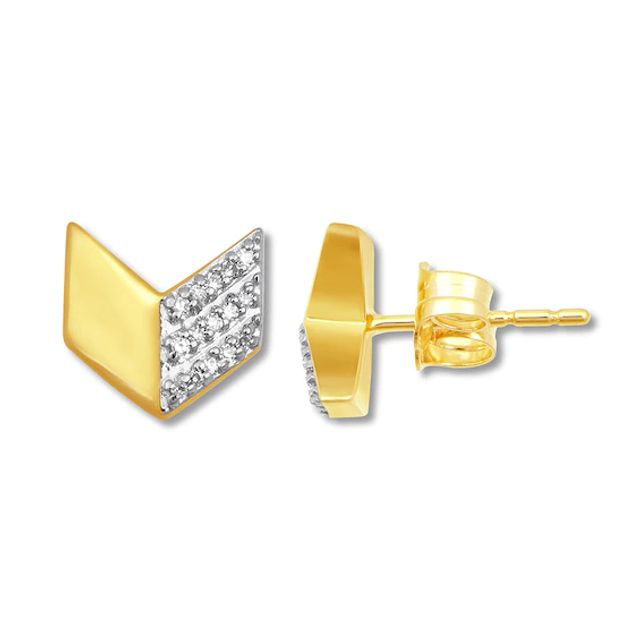 Petite Geometric Diamond Earrings 1/20 ct tw 10K Yellow Gold