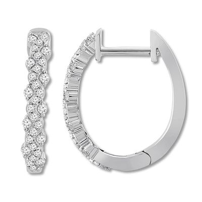 Diamond Hoop Earrings 1/4 ct tw Round-cut 10K White Gold