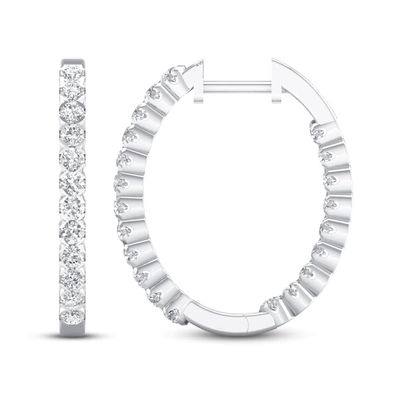 Lab-Created Diamonds by KAY Hoop Earrings 1-1/2 ct tw 14K White Gold